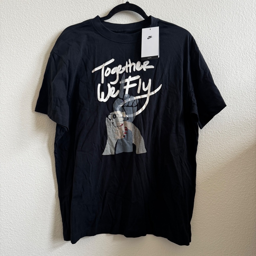 NWT Nike Womens Basketball T‎ Shirt Medium Black Together We Fly Tee Top